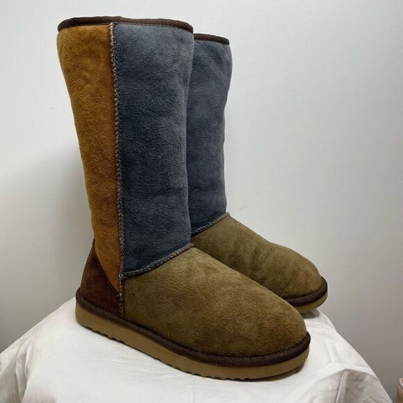 UGG Classic Tall 5818 Leather Sheepskin Shearling Winter Boots Color Block W7 7 - Picture 10 of 10